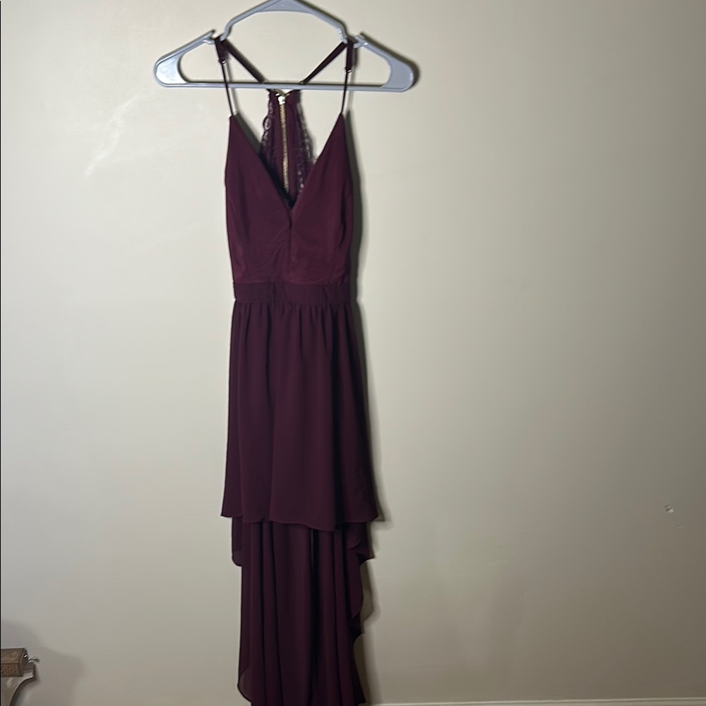 Honey and Rosie Purple Tiered Halter Dress for Prom